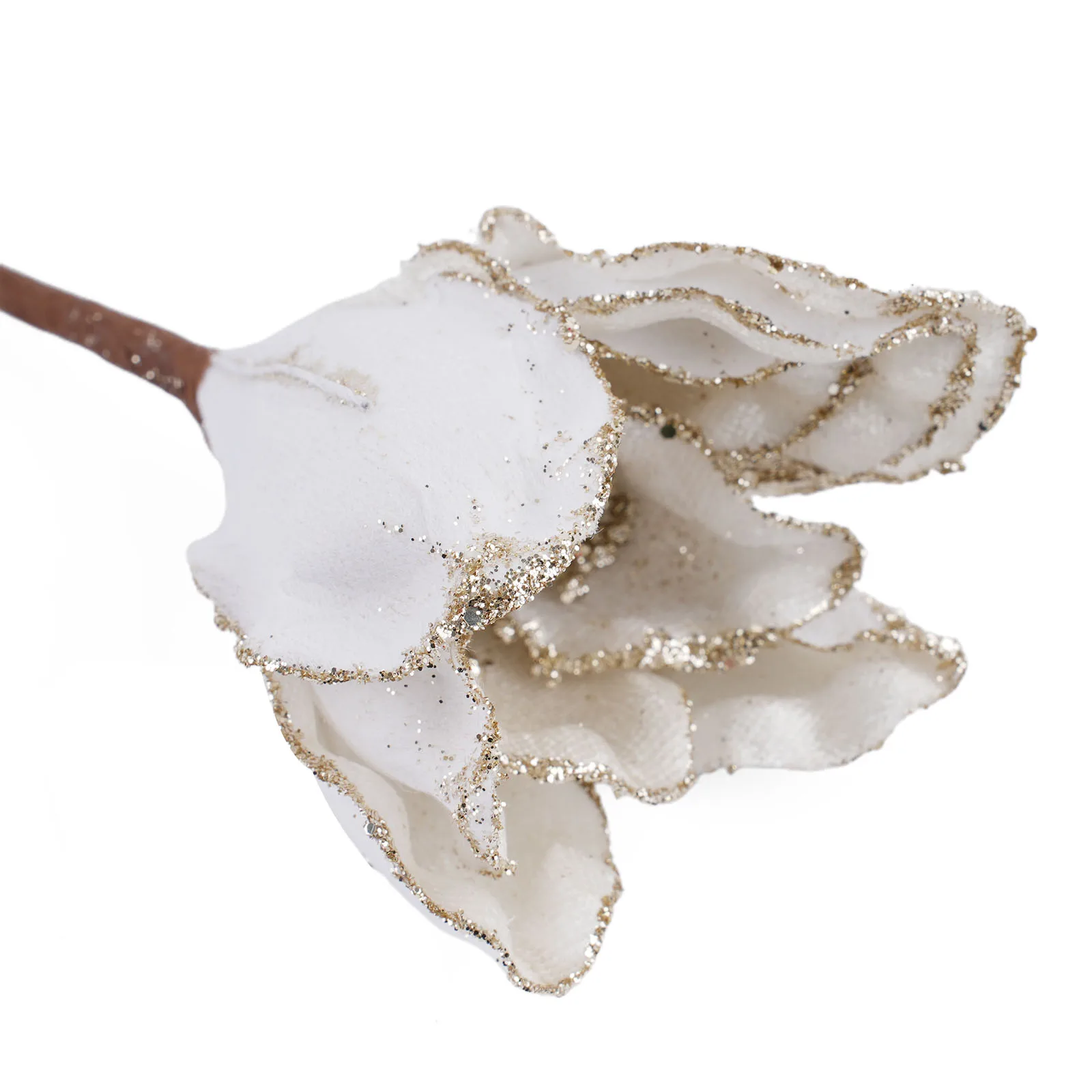 Flor de Navidad de simulación de polvo dorado, flor de tela decorativa de boda, decoración navideña para el hogar, regalos de bricolaje, flores artificiales