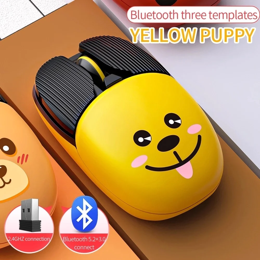 Cartoon Wireless 2.4G Bluetooth Mouse Rechargeable Mini Cute Gaming Mice 3 Mode Ergonomic Mute Mause For Kid Girl Gift Laptop PC