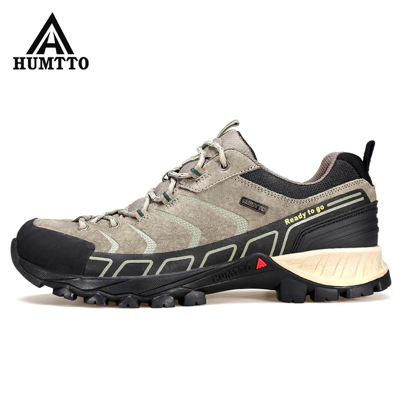 HUMTTO Waterproof Hiking Shoes Mens Sports Sneakers Mountain Boots Leather Trekking Shoes Outdoor Work Boots Walking Sneakers