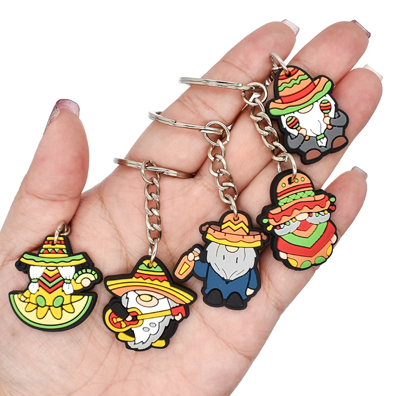 1PCS PVC Keychain Mexican Style Key Rings Mexican Key Holders Fit Adult Car Keys Gift Trinkets