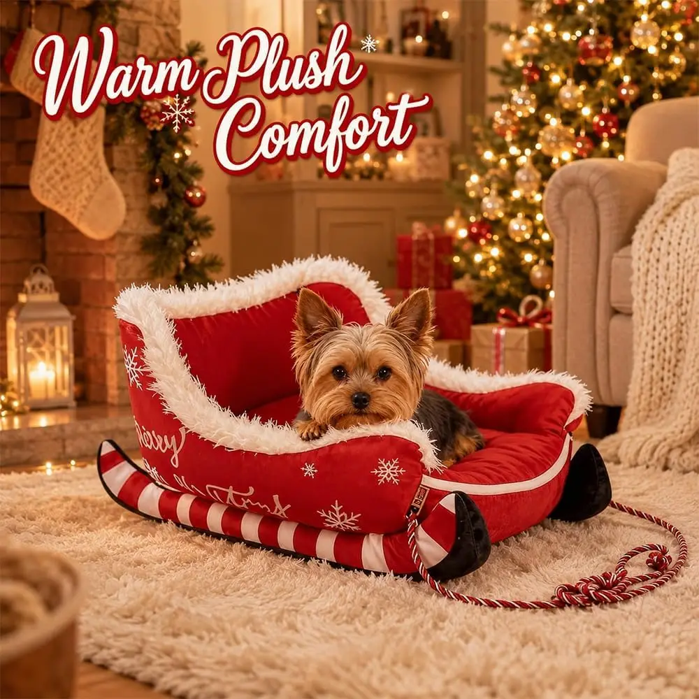 Christmas Plush Sled Dog Nest Christmas Limited Pet Nest Dog Cat Universal Pet Bed Multiple Sizes Available Dog Nest Cat Nest