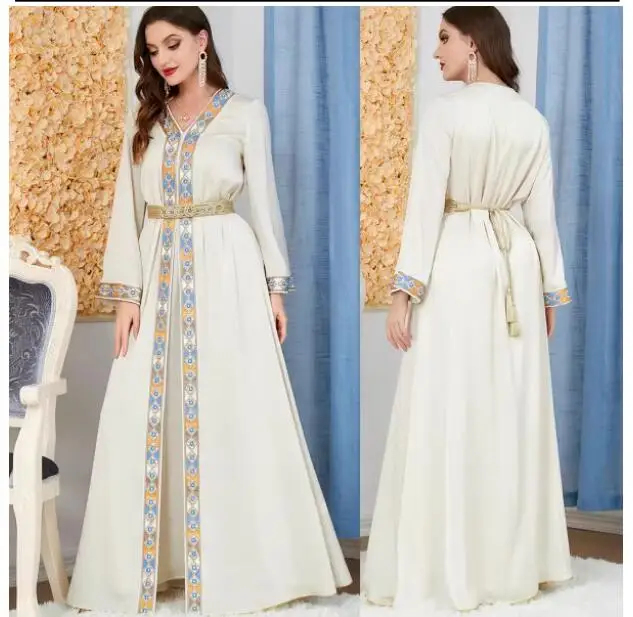 

Dubai High-End Dress Saudi Arabia Malaysia Thailand Travel V-Neck Dress Türkiye Gown