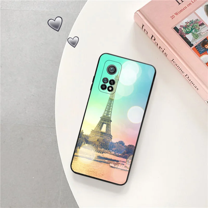 Black Matte Phone Case for Redmi Note12 Note13 4G 5G Xiaomi 13 12 Pro 12C 12X 12T 13C 12S Lite Eiffel Tower Soft Cover image 4