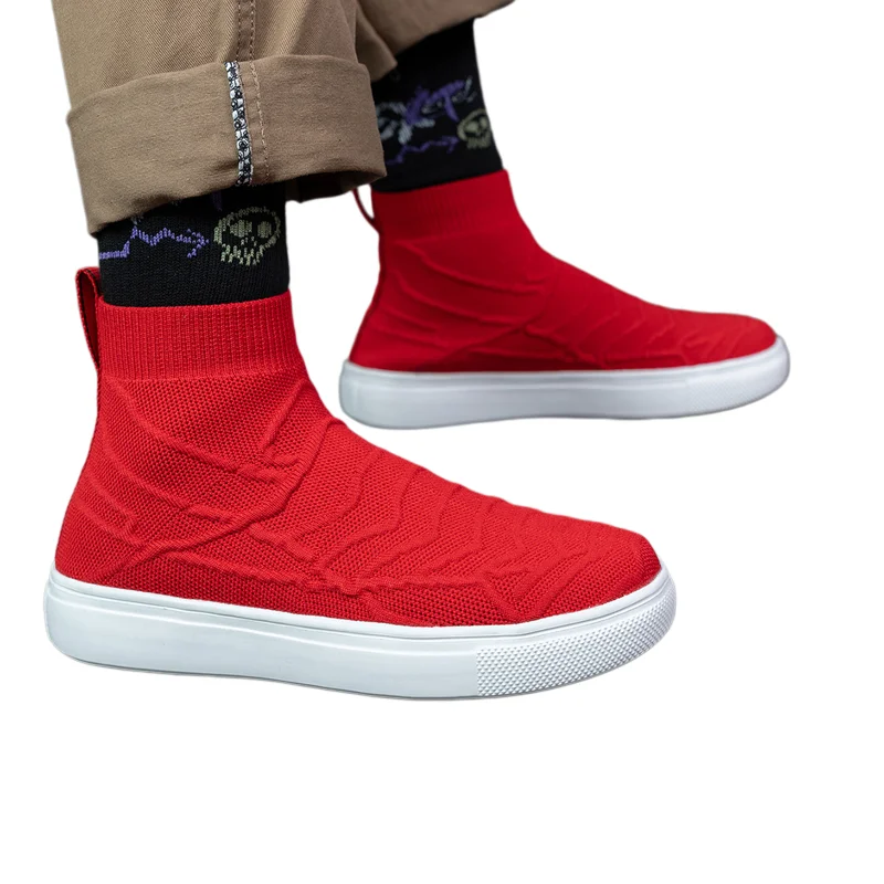 Plus Size High Top Massive Sports Sock Boot New Men Sock Sneakers Man Running Sport Shoes White Sports Shoes Knit Gym Male Shoes