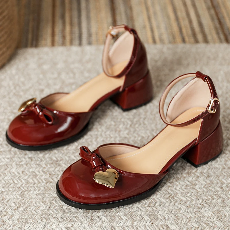 

Elegant Bowtie Mary Janes Woman Chunky High Heels Lolita Shoes Ladies Ankle Strap Cut-Out Sandals Designer Pumps Femmes