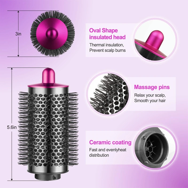 For Dyson Airwrap Large & Small Round Volumizing Brush Attachment - Enhance Volume & Style Effortlessly