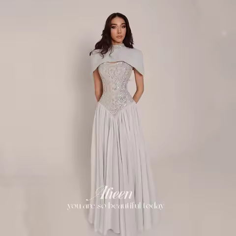 Aileen Women Evening Dress A-line Shawl Luxurious Women's Evening Dresses Brands Gray Customized Sweetheart Elegant Party Prom