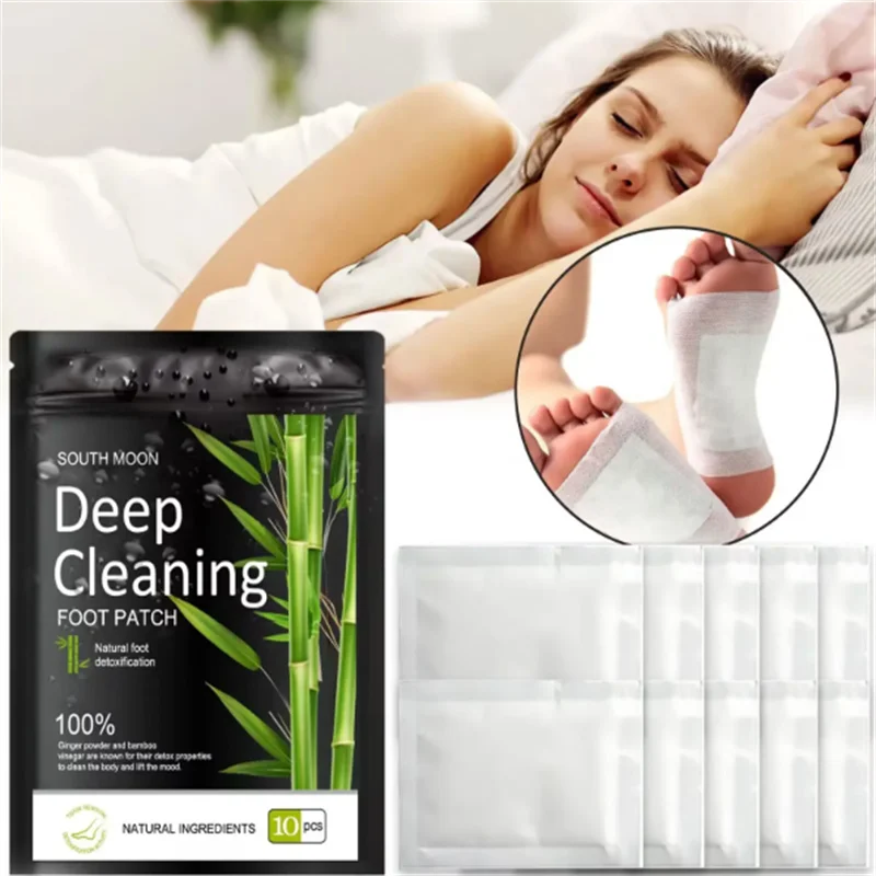 10pcs Detoxifying Foot Pads All-natural Bamboo Foot Detoxifying Relief Relieve Stress Improve Sleep Relaxation Deep Cleansing