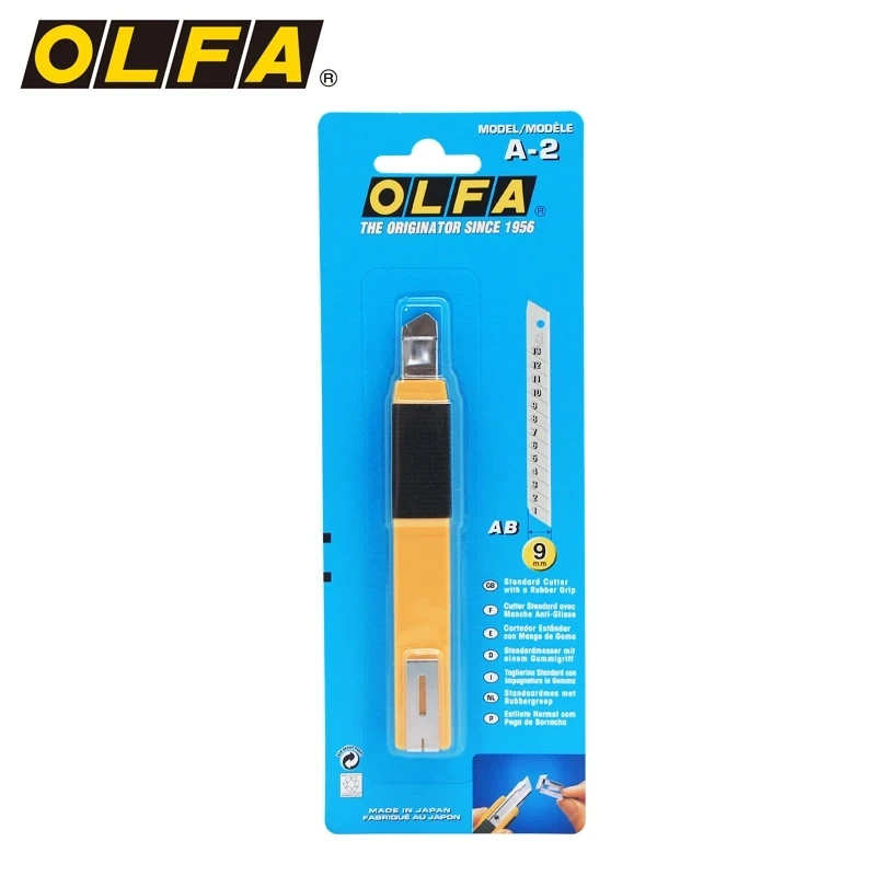 Olfa couteau de coupe standard A-2 9mm, couteau japonais en caoutchouc, art multifonctionnel et outil de coupe fait main Remplacement des