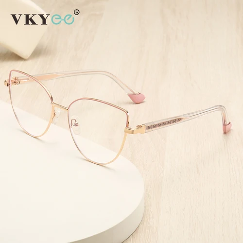 Imagen 2 del producto VICKY, nuevas gafas de lectura personalizadas simples con diseño de moda de ojo de gato para mujer, gafas de lectura antiluz azul, prescripción personalizable 78001