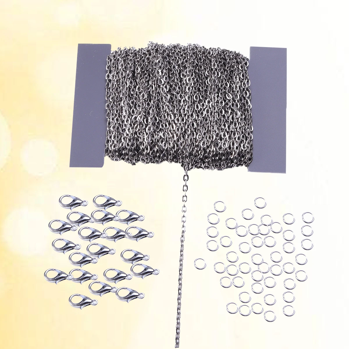 

Chain Combination Set Stainless Steel Black Metal Cable Chain For Jewelry Making With Lobster Clasps Closed Rings Reel