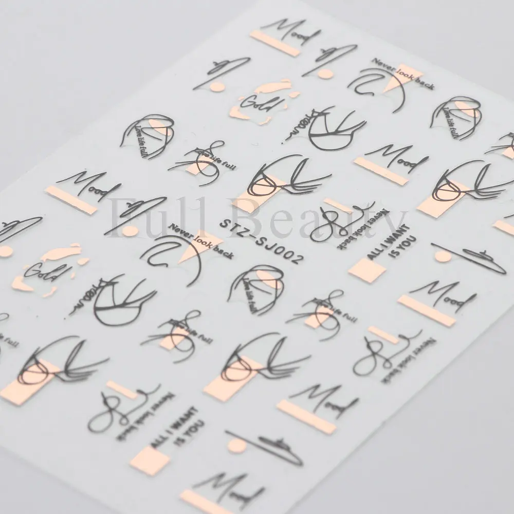 9 pezzi di adesivi per unghie set disegni misti laser olografico 3D strisce astratte linea foglia primavera estate decalcomanie decorazioni per manicure