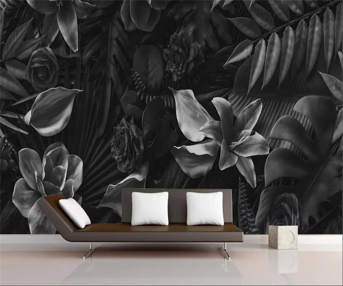 Maßgeschneiderte Tapete Foto Wandbild Licht Luxus nordische tropische Pflanzen Blumenblätter TV Schlafzimmer Hintergrund Dekoration Tapete