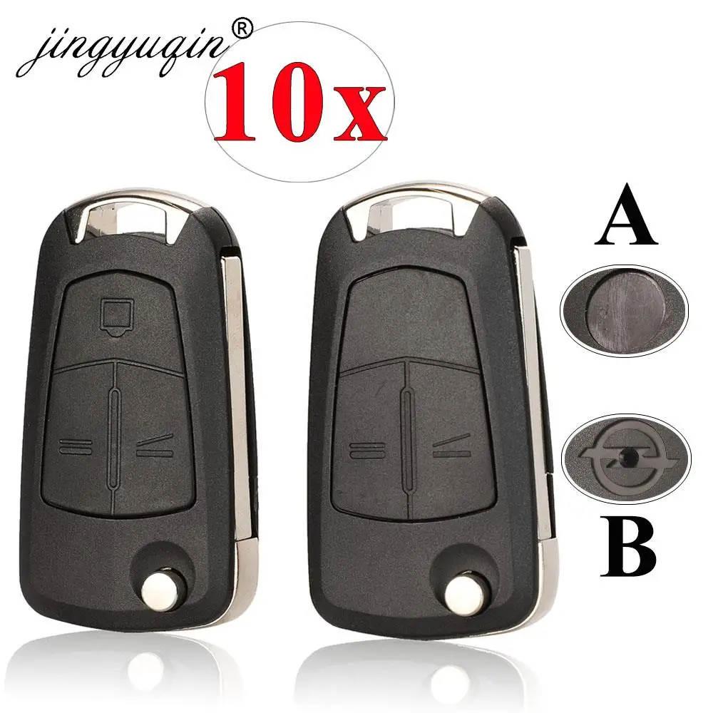 

jingyuqin 10pcs Flip Folding Key Shell Case FOB 3 BTN for Vauxhall Opel Astra H Corsa D Vectra C Zafira Signum Tigra Meriva