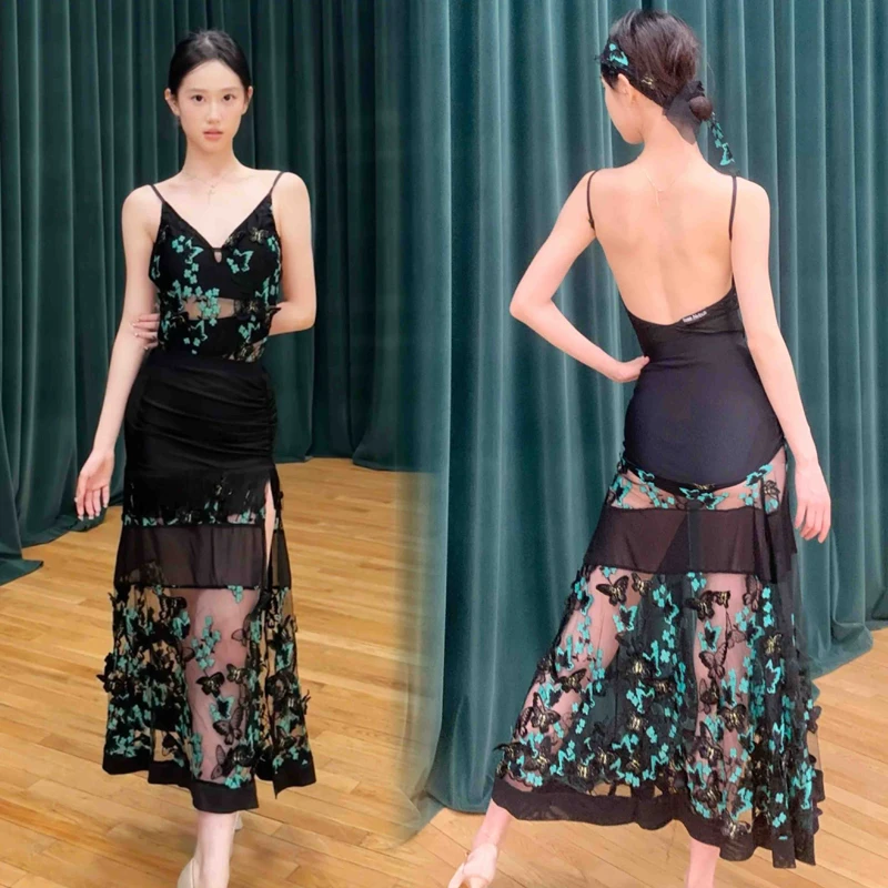 

Summer Latin Dance Performance Costume Women Chacha Latin Dance Clothing Adults Samba Ballroom Dance Competition Suits SL13190