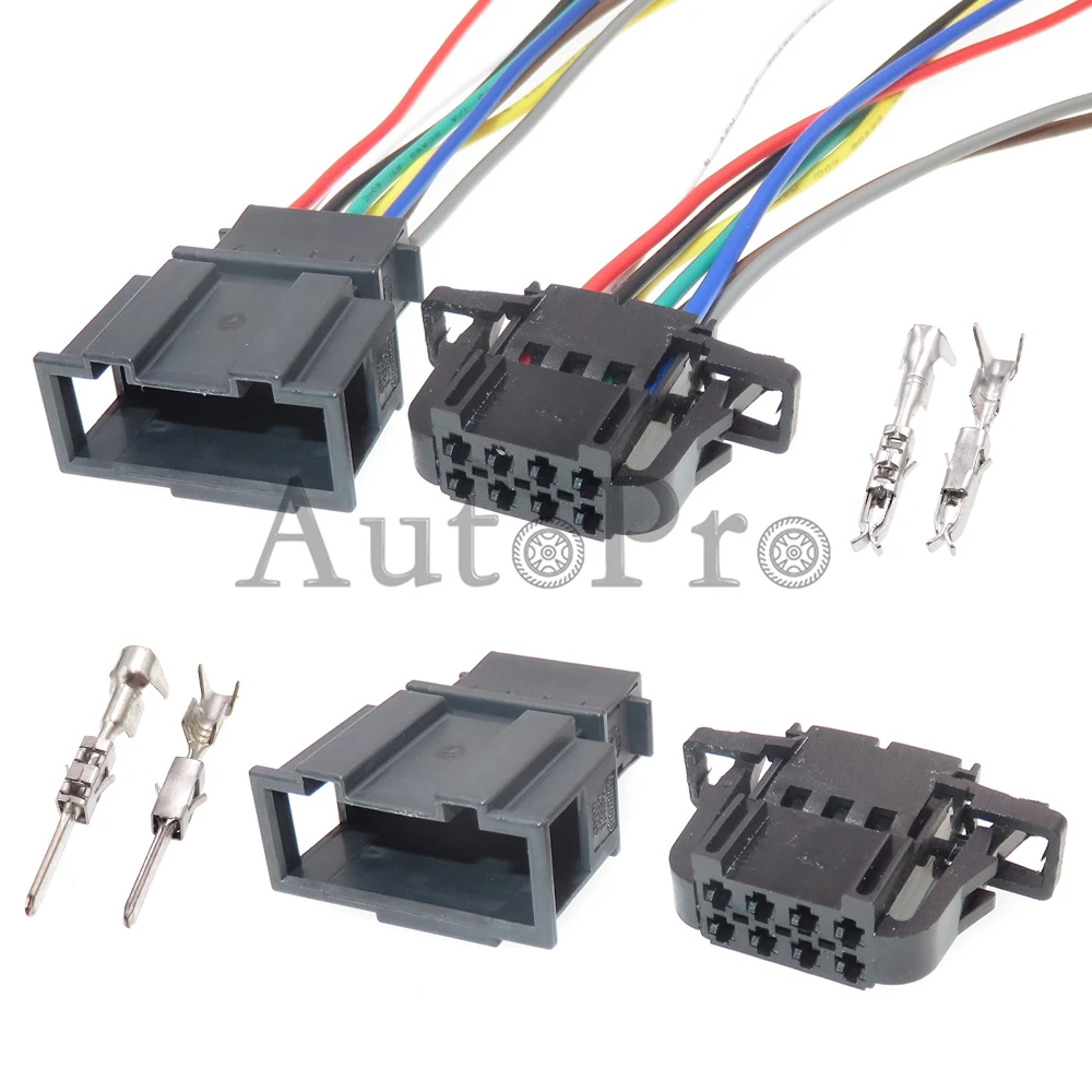 1 conjunto de 8 furos macho automotivo fêmea plugue desselado 3b0972724 3b0972734 lâmpada do carro/tomada de fio elétrico áudio para vw audi