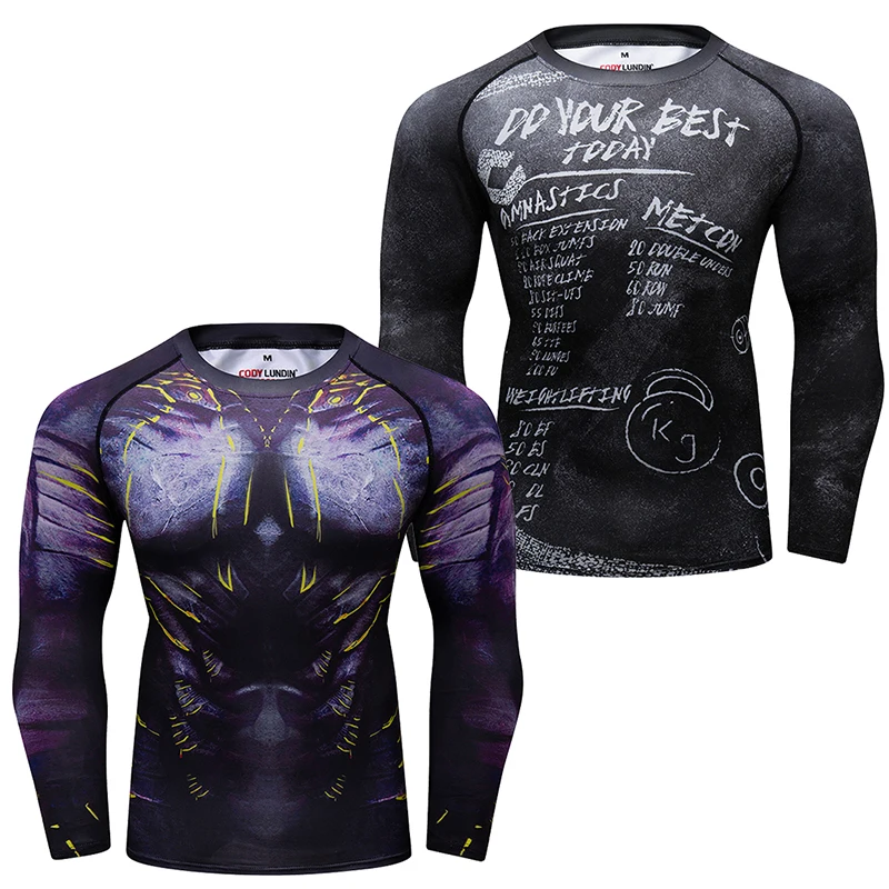 Tani Bjj MMA Rashguard Jujitsu T-shirt męski ochraniacz na wysypkę z długim rękawem sublimacyjny koszulka kompresyjna odzież do ćwiczeń sportowy