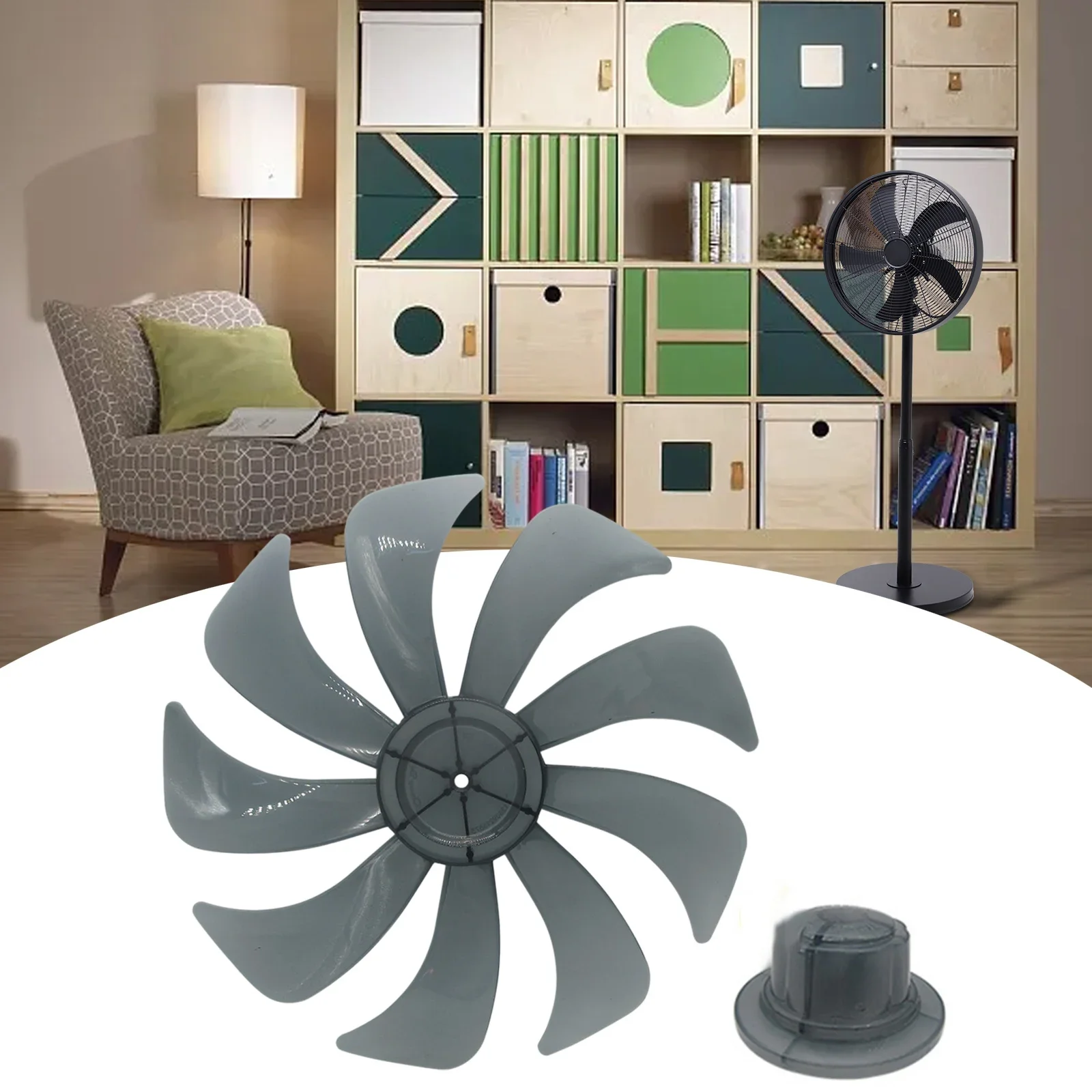 Ventilador de suelo para el hogar, ventilador de 14 pulgadas de alto rendimiento y durabilidad, diseño de nueve aspas con cubierta de tuerca,