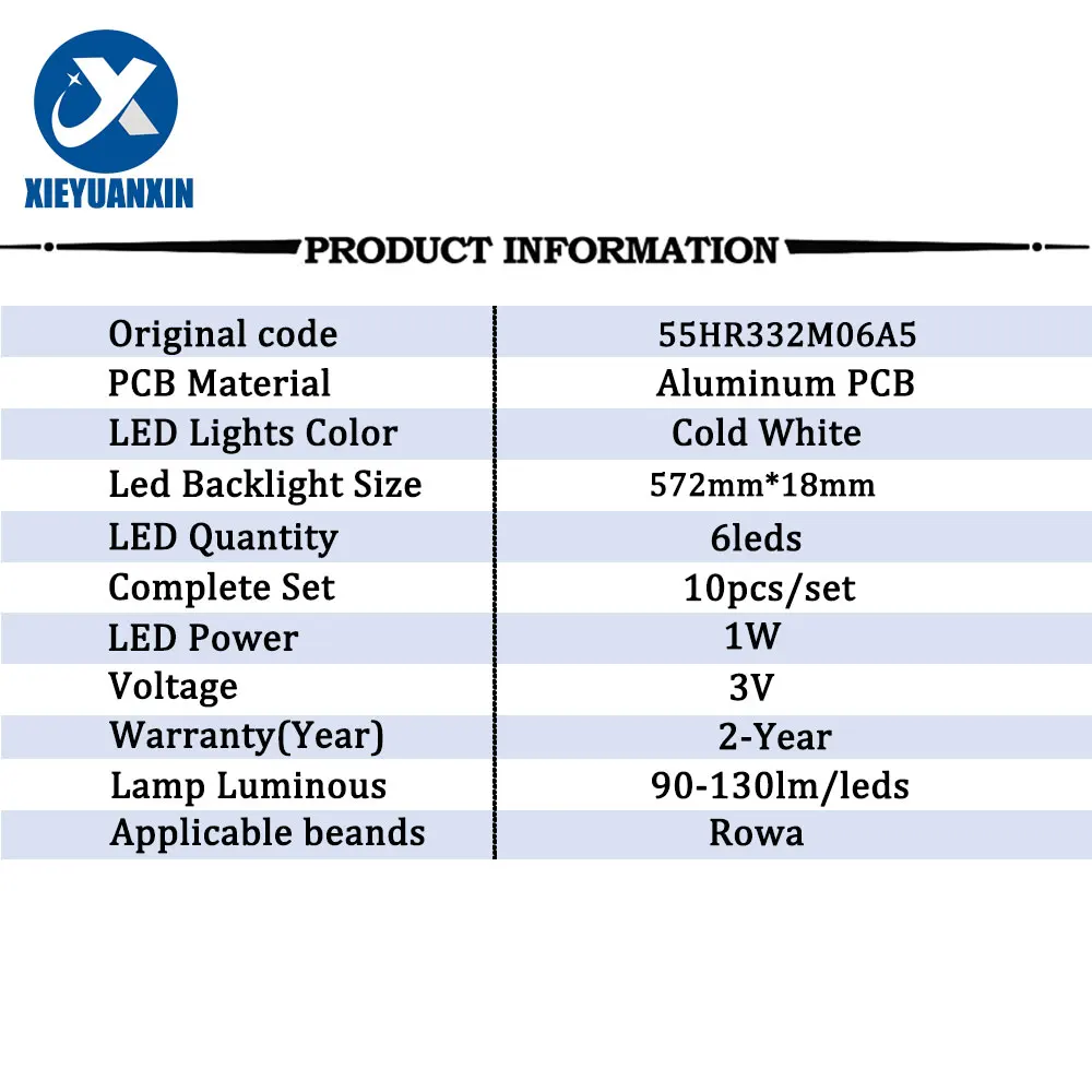 10 قطعة 572 مللي متر الخلفية التلفزيون إصلاح Led قطاع ل Rowa 55 بوصة 55D1620 55HR332M06A6 4C-LB550T-HR3LE8RB2RO-D-K HR-76726-0785 55U2200