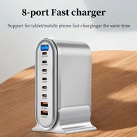 Sale Light Display 500W Gan Fast Charge 3.0 USB Type C Fast Charger Mobile 8 Port 6C2A PD Charger Easy to Carry Tablet Charger
