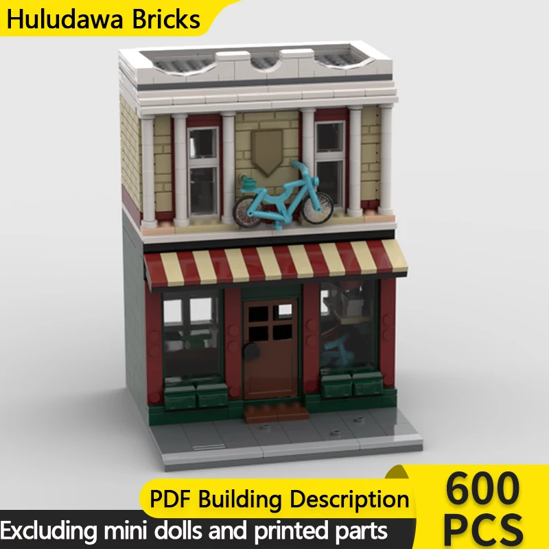 

City Street View Model MOC Building Bricks The Bicycle Shop Modular Technology Children Holiday Gifts Assemble Toys Suit