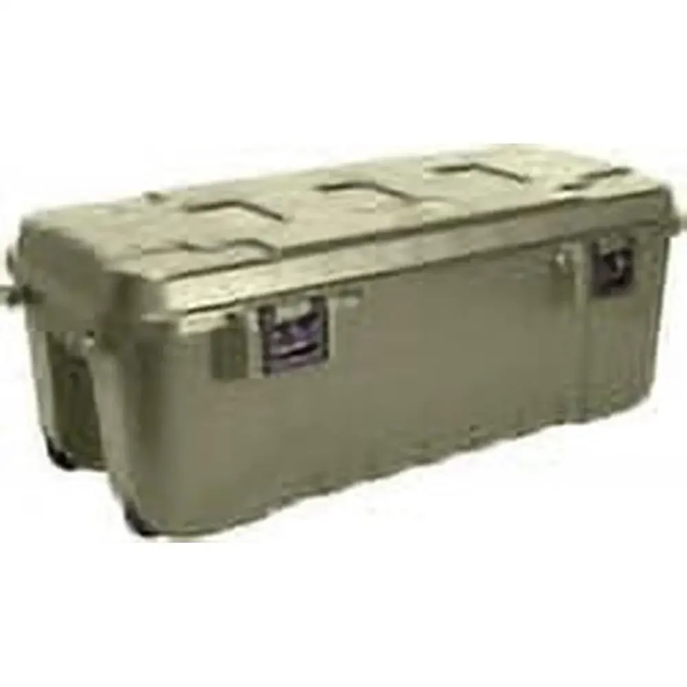 Large Lockable Storage Trunk Box with Wheels Durable Plastic Container 108-Quart Capacity Airline Approved Hunter Green Storage