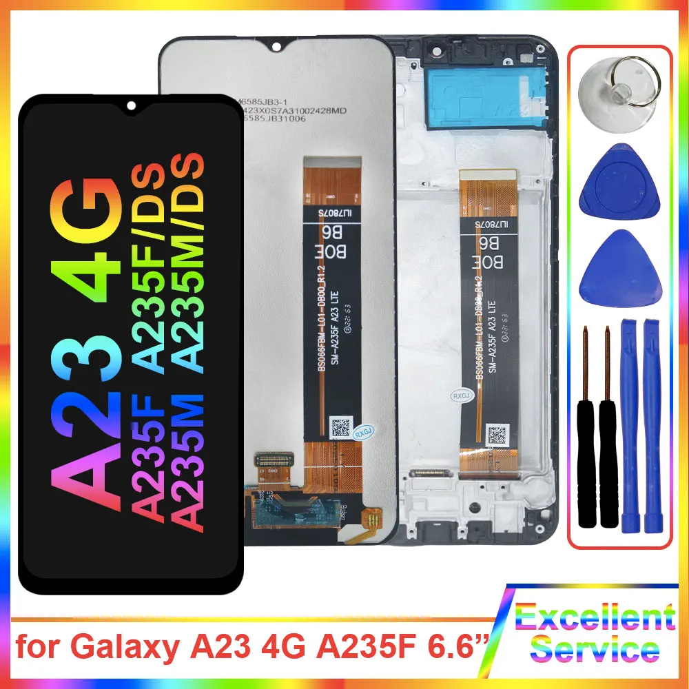 Tested for Samsung Galaxy A23 4G LCD Display A235F A235M Touch Screen Digitizer Assembly for Samsung A23 4G A235F LCD With Frame