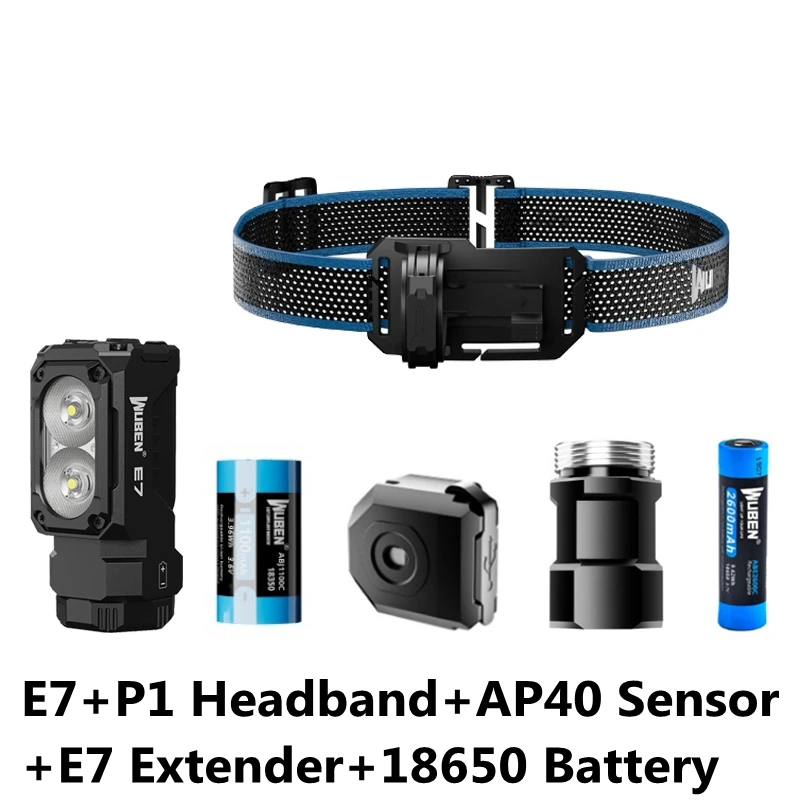 WUBEN E7 wiederaufladbare Stirnlampe, 1800 Lumen, Mimi, tragbar, wasserdicht, magnetisch, EDC-Taschenlampe für Outdoor, Camping, Laufen, Jagd 7