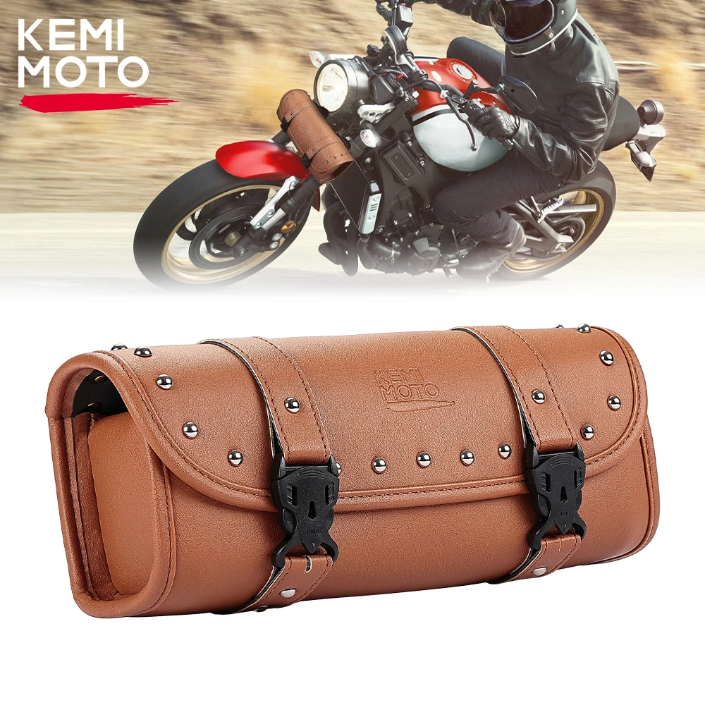 

Universal Motorcycle Tool Bag PU Leather Waterproof Motorcycle Fork Bag Saddlebags Handlebar Sissy Bar Storage Pouch Accessories