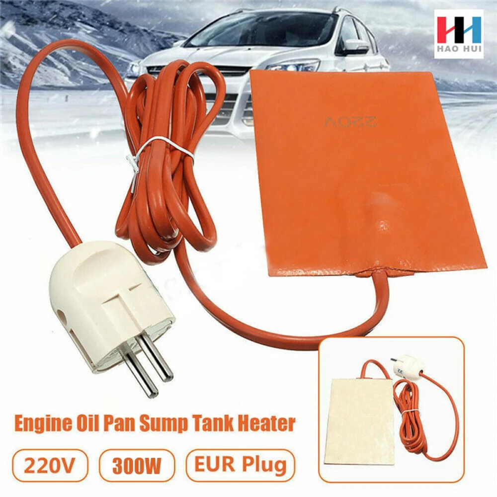 

15X20cm 220V 300W Car Engine Oil Pan And Fuel Tank Heating Pad Silicone Heating Pad Water Tank Heating Pad With EU Plug