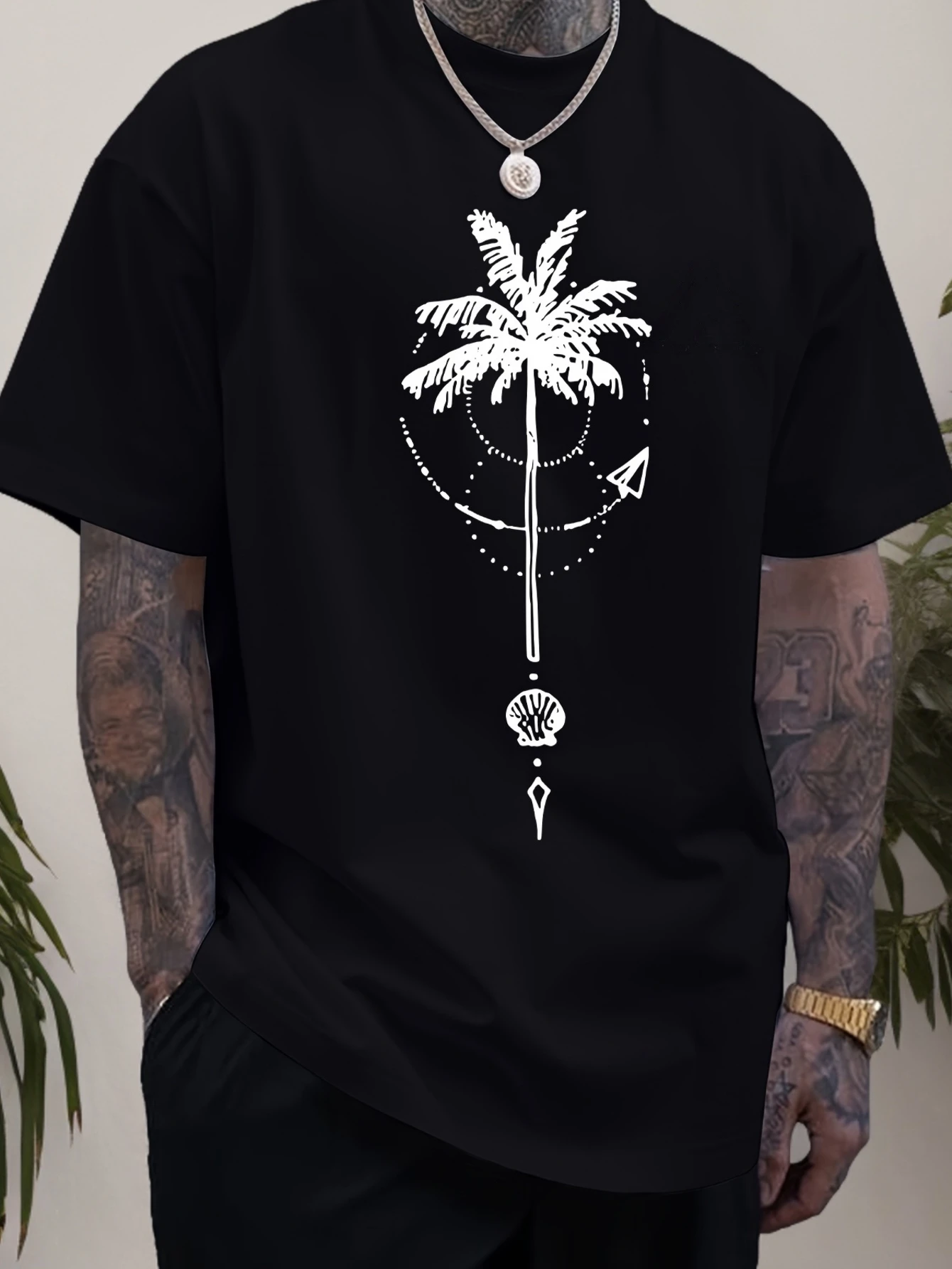 

Men's t-shirts Harajuku Basketball Summer 100% cotton Palm Tree Design Printing Short sleeve tee Luxury Streetwear