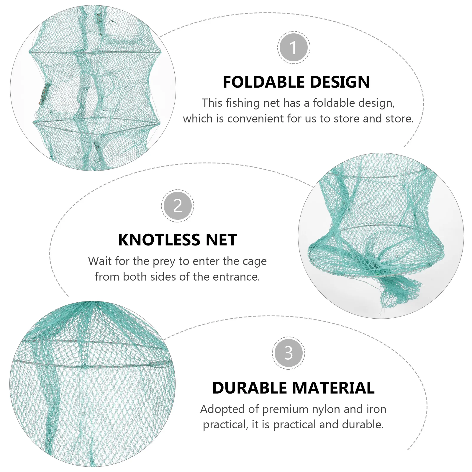 

2pcs Foldable Bait Cast Mesh Trap Net Premium Nylon Iron Durable Longer Length For Crabs Lobsters Crawfish Shrimps Reptiles