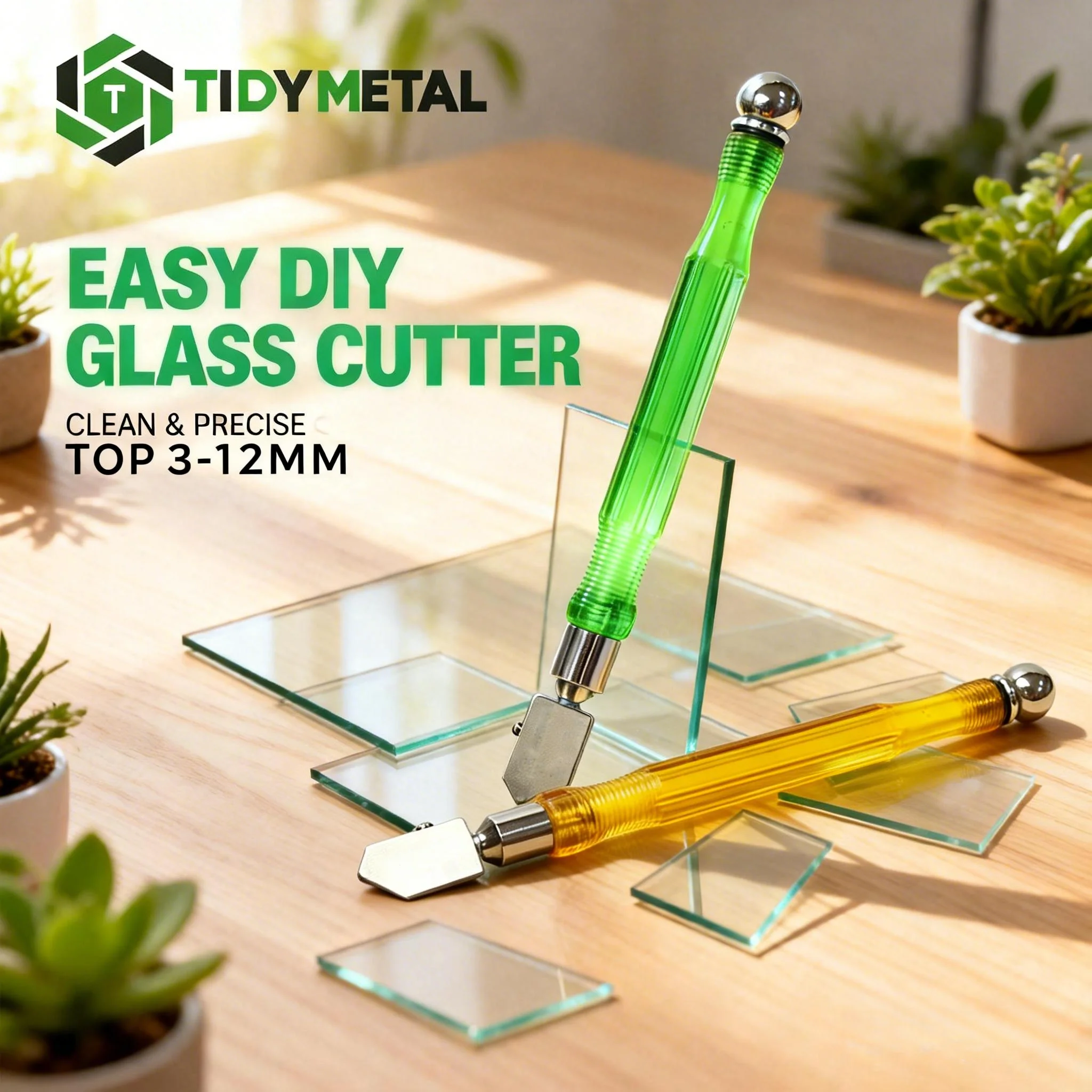 12PCS Glass Cutters Break-Resistant Alloy Heads Ergonomic Handles for Glass/Tile/Mirror Orange/Green