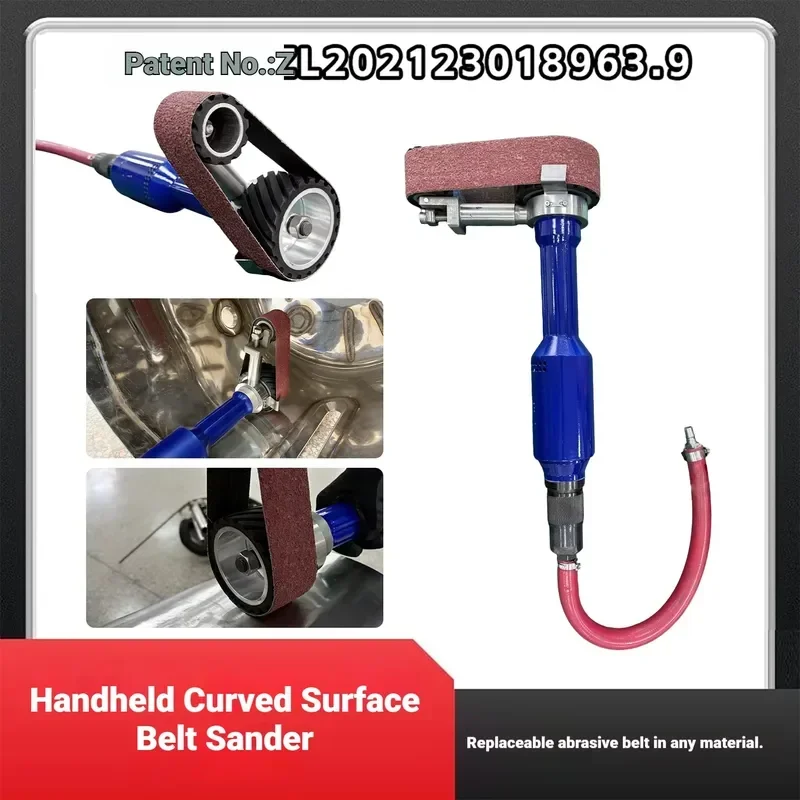 High-Speed Pneumatic Polisher Handheld Belt Sander Metal Surface Weld Grinding Tool Tank Polishing Machine