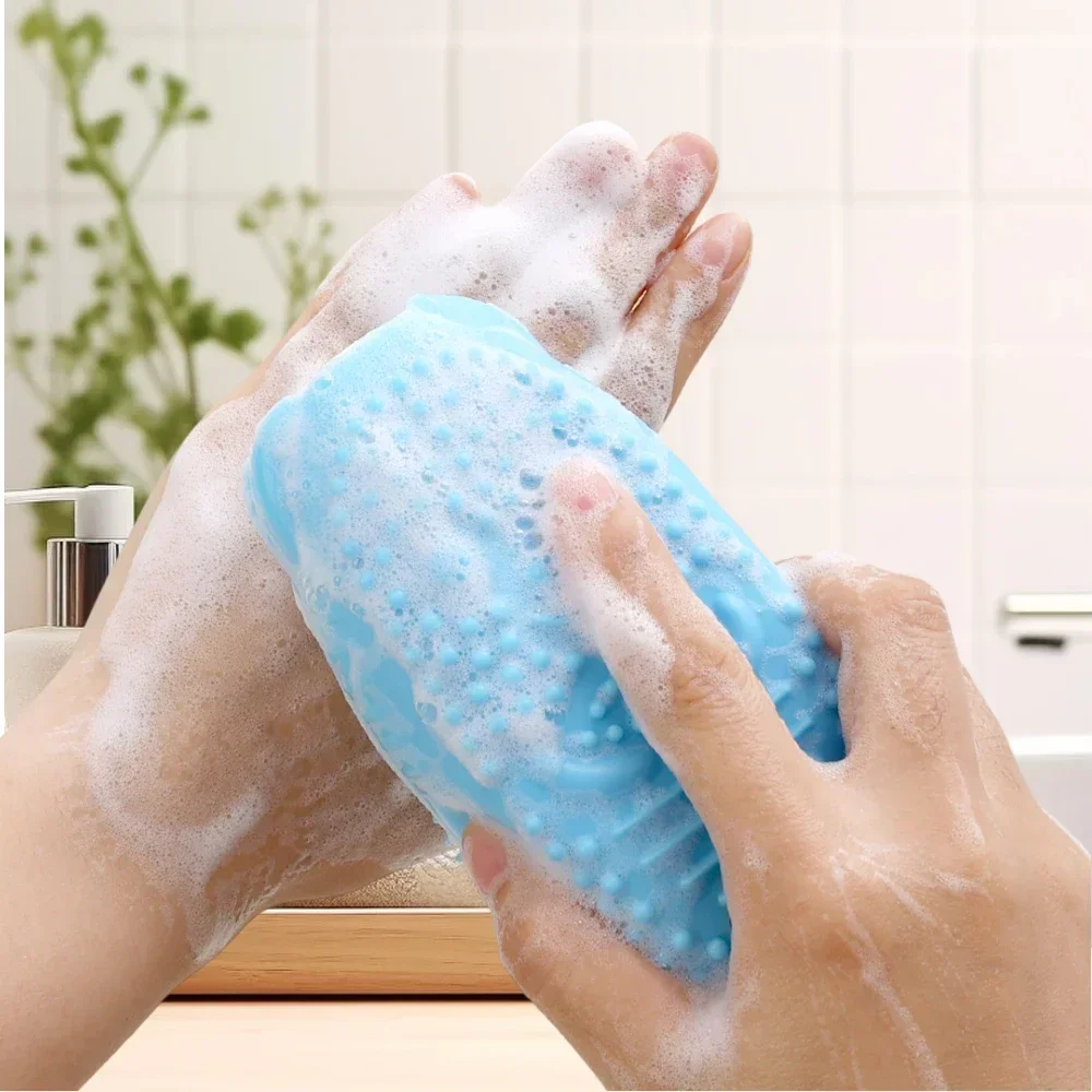 Soap Foaming Silicone Bath Brush Body Exfoliating Sponge Bubble Scrubber Shower Random Colors Skin Cleaning Bathroom Accessories