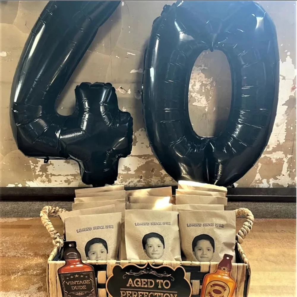 50 Birthday Favor Bags! - We ADD YOUR PICTURE, milestone birthday Face Blow Up - Favor Bags - Custom Printed on Kraft Brown Pape