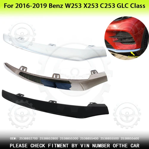 Imagen 1 del producto Para 2016-2019 Mercedes Benz W253 X253 C253 Clase GLC moldura de parachoques delantero embellecedor cromado 2538852800 2538855400 2538855600