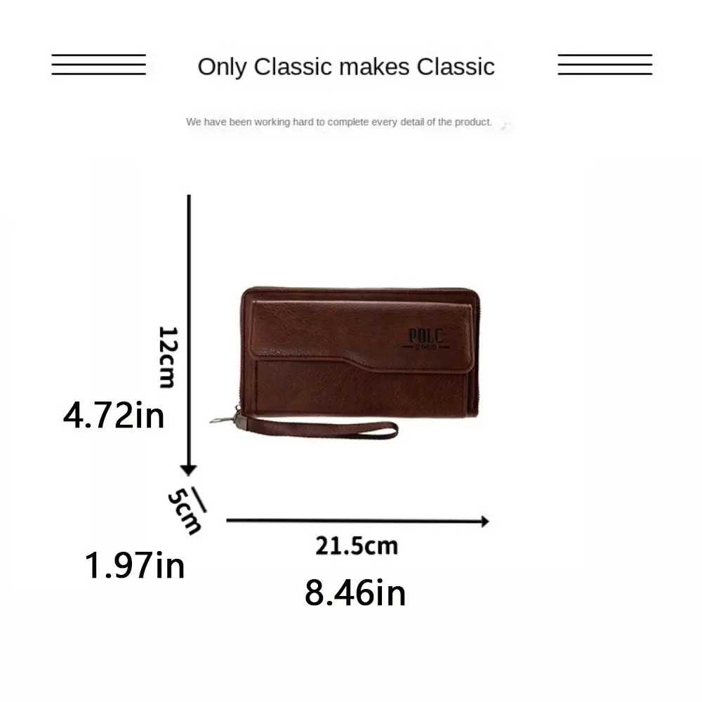 Portable Leather Men's Long Wallet Multi-position Waterproof Men's Hand Bag Wear-resistant Leisure 2 Fold Purse Daily Use