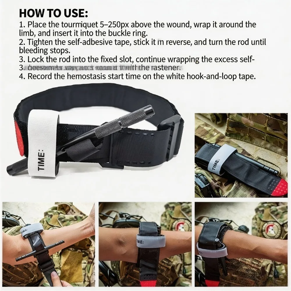 One-Hand Operation Tactical Tourniquet, Upgraded Windlass Rod Hemostatic Band, Outdoor Emergency Rescue First Aid Survival Gear