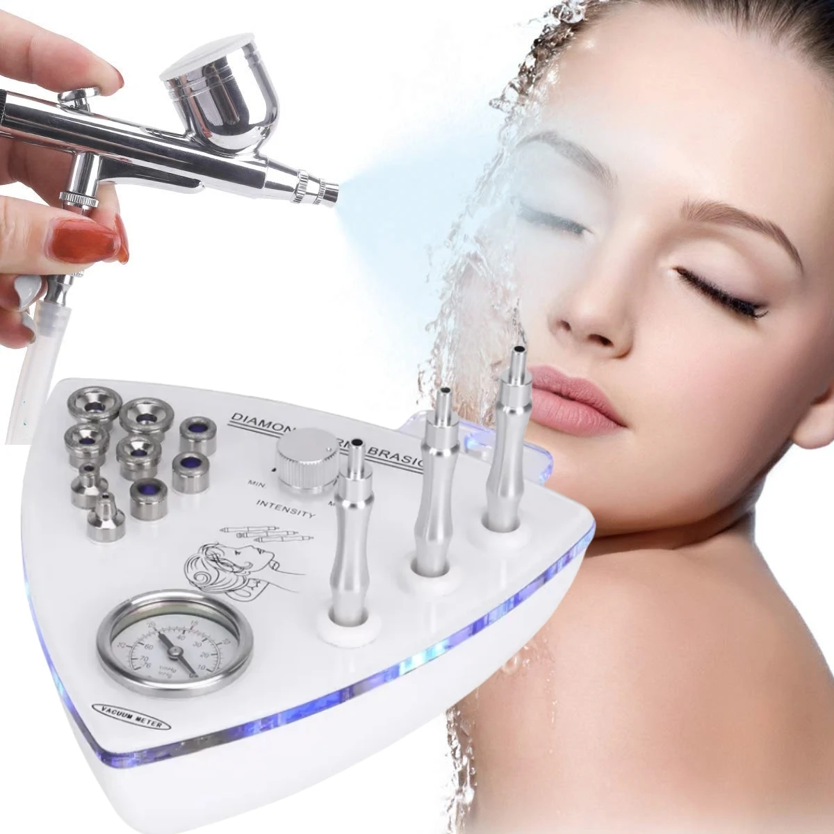 Professional Diamond Microdermabrasion Dermabrasion Machine With Spray Gun Blackhead Exfoliation Face Peeling Pore Clean