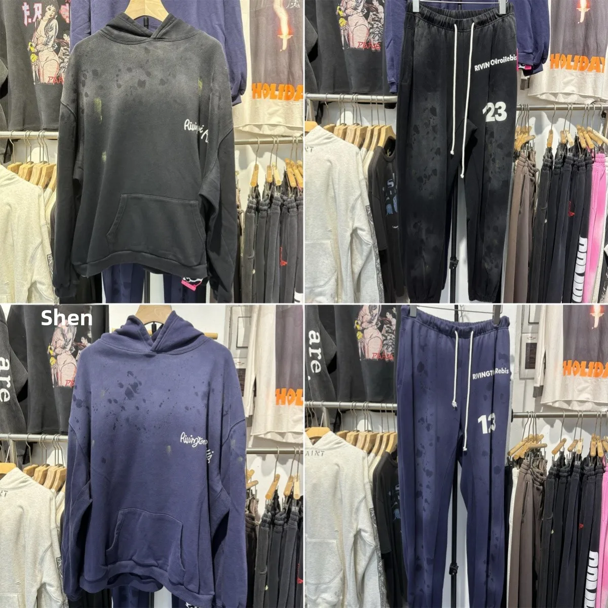 

American Sle RRR23, новый комплект толстовок с капюшоном Heavyweight Tie Dye, мужские спортивные штаны с завышенной талией, молодежная современная шляпа свободного покроя