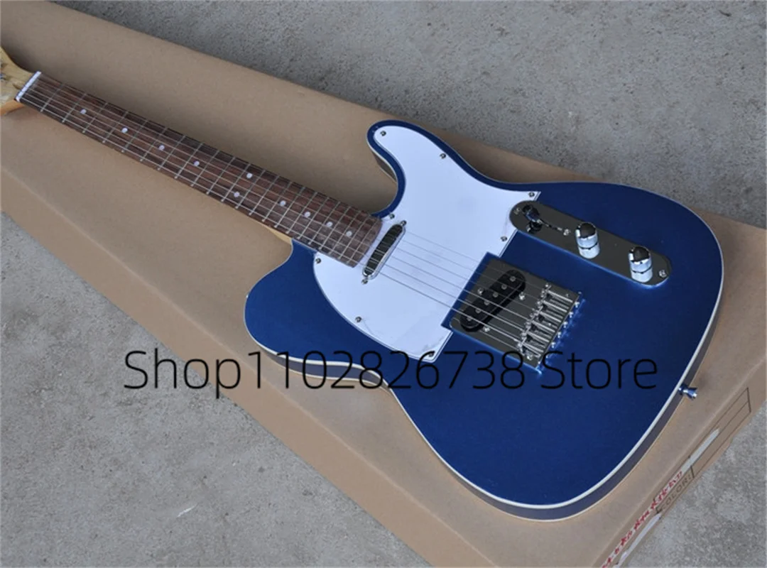 

Classic Blue Sliver Electric Guitar Tel Guitar Maple Neck White Guard Fixed Bridge Chrome Tuners Factory Custom