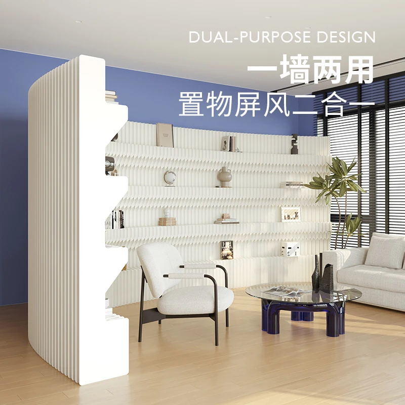 Folding scholar screen partition office entrance partition baffle dining room mobile separation multi-layer storage paper wall