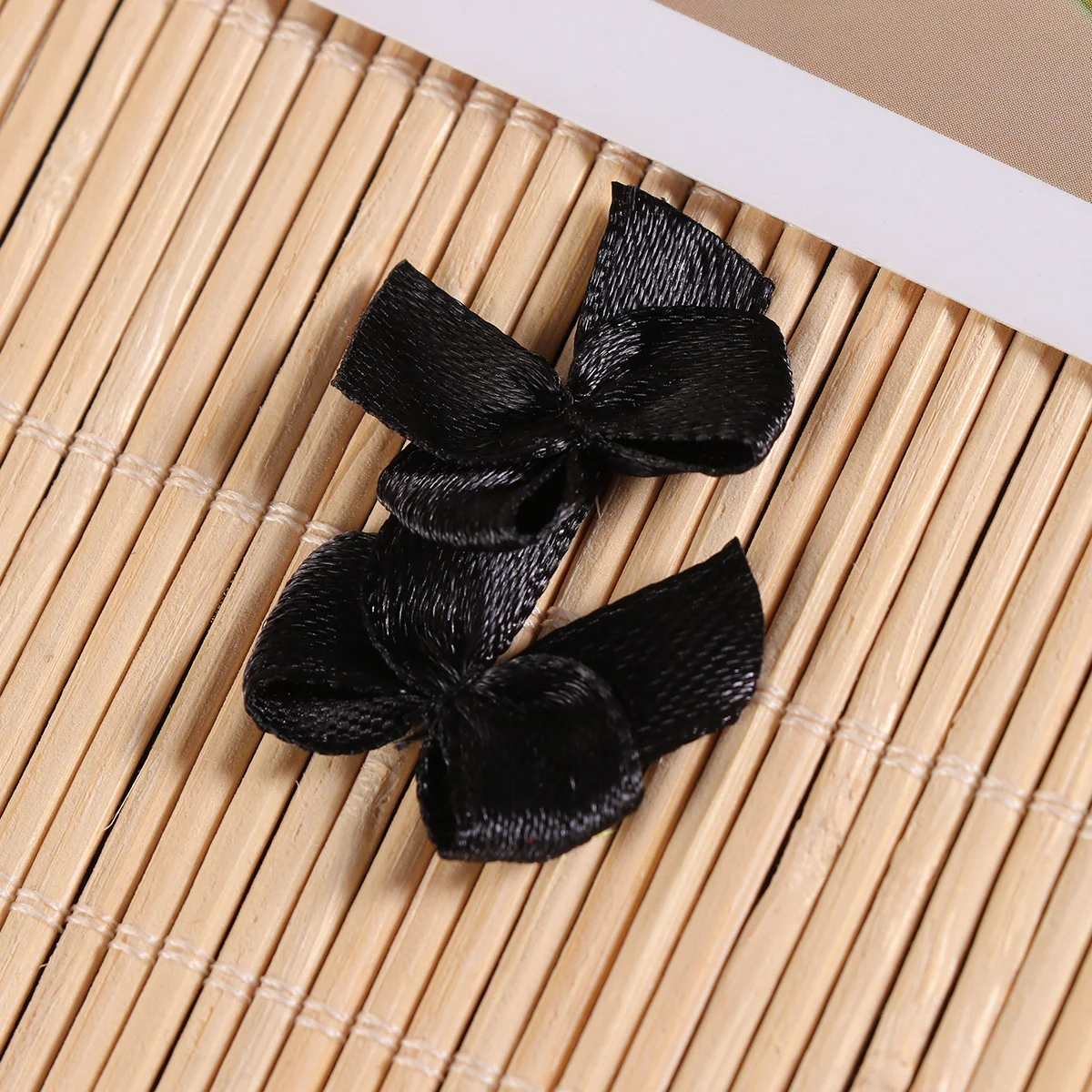 100 Pcs Crochet for Knitting and Accessories Garment Supplies Black Bow Hair Wedding Decor Bows Headband Miss