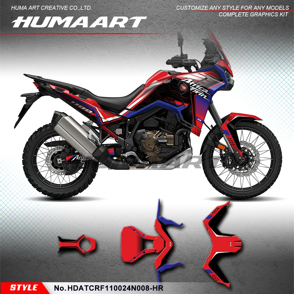 

Графические наклейки для мотоцикла HUMAART, совместимые для Honda Africa Twin CRF 1100L 1000 L 2024 2025, восстановление, HDATCRF110024N008-HR