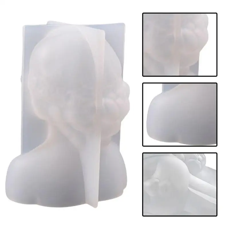 Girl Candle Mold Silicone Eyes Closed Girl Mold For Candle Making Candles Resin Mould Epoxy Resin Casting Blindfolded Girl Molds