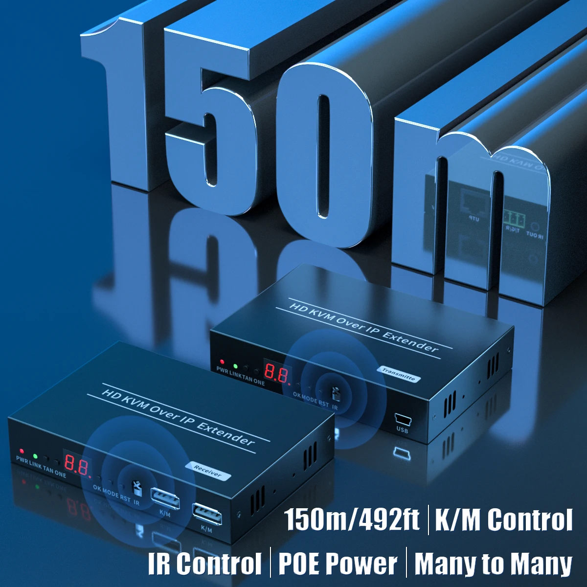 

Many to Many one to many Extender Support IR POE 1080p 60hz 150m KVM Extender HDMI Transmitter hdmi to rj45 extender Splitter