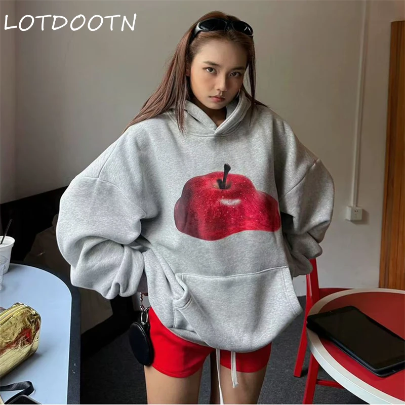 LOTDOOTN surdimensionné américain Sle rétro pull décontracté à manches longues manteau Sweat-shirt à la mode automne Cool confortable Harajuku pull