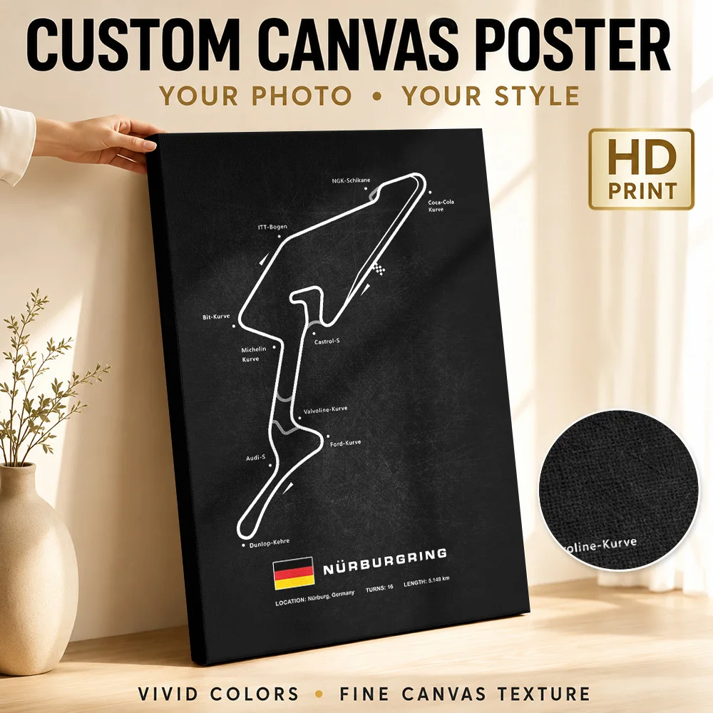 Nurburgring Circuit Canvas Poster Customized Photo Modern Aesthetic Wall Paintings Decoration for Office Hallway Ready to Hang
