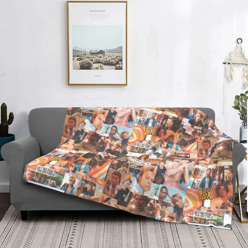 Jj Outer Banks Collage Manta Franela Estampado Fluffy Throw Mantas Gruesas para Cama Hogar Cou